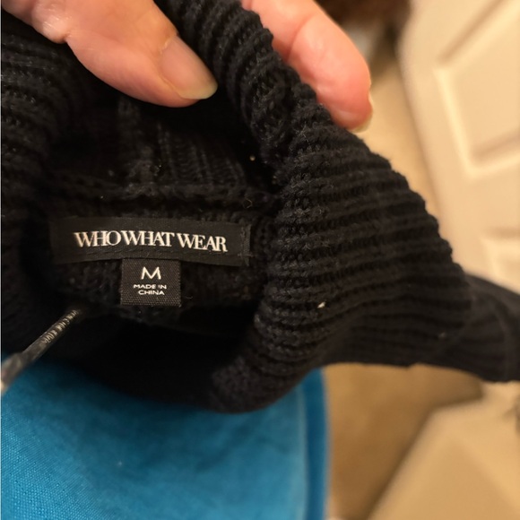 Who What Wear Black Ribbed Mock Neck Sweater Dress Medium - Picture 2 of 8